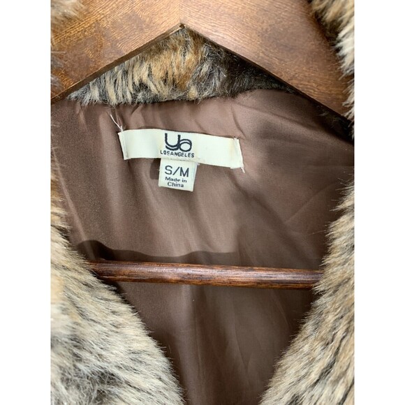 YA Los Angeles Small / Medium (S/M) Faux Fur Vest Jacket Loop Hook Closure - Picture 2 of 10